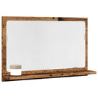 Badkamerkaptafels met wandspiegel in bewerkt hout voor een moderne uitstraling - Oud hout / 60 x 11 x 37 cm / 1