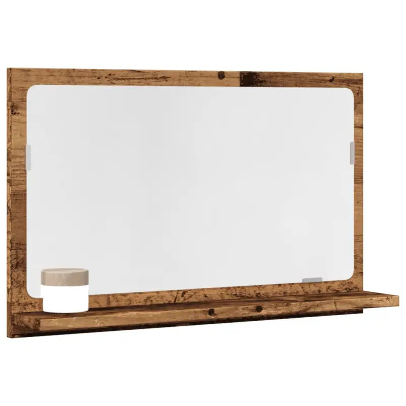 Badkamerkaptafels met wandspiegel in bewerkt hout voor een moderne uitstraling - Oud hout / 60 x 11 x 37 cm / 1