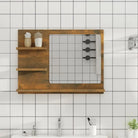 Badkamerkaptafels met wandspiegel van bewerkt hout en acryl - Gerookt eiken / 1 - Badkamerkaptafels