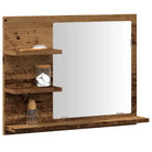 Badkamerkaptafels met wandspiegel van bewerkt hout en acryl - Oud hout / 1 - Badkamerkaptafels