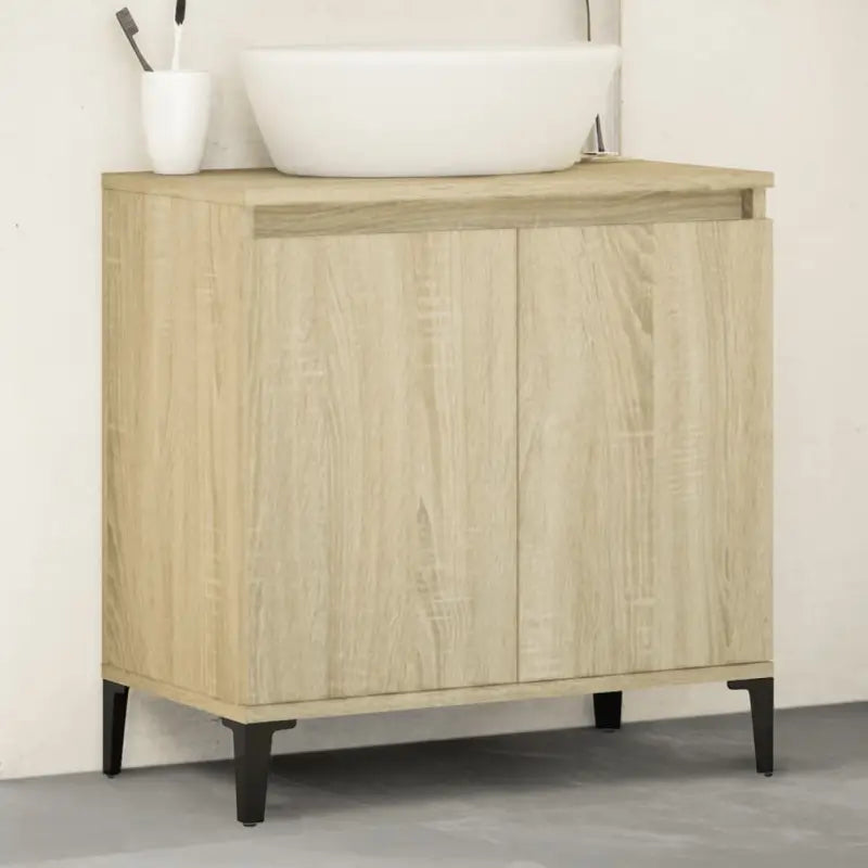 Badkamerkaptafels van bewerkt hout met houten poten voor opbergruimte - Sonoma eiken / 1 - Badkamerkaptafels