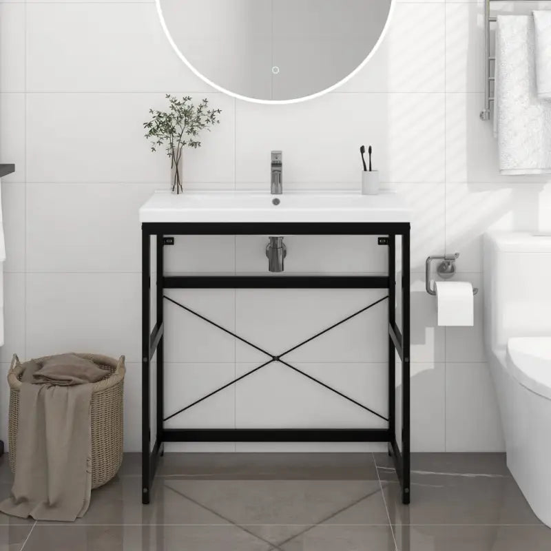 Badkamerkaptafels van gepoedercoat ijzer voor een opgeruimde badkamer - Zwart / 79 x 38 x 83 cm / 1 - Badkamerkaptafels