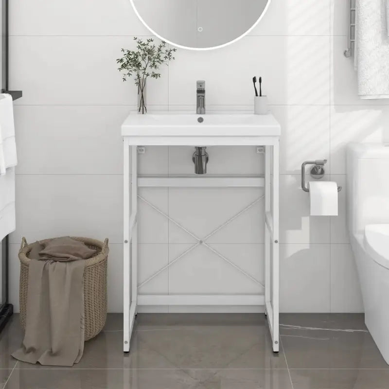Badkamerkaptafels van gepoedercoat ijzer voor een opgeruimde badkamer - Wit / 59 x 38 x 83 cm / 1 - Badkamerkaptafels