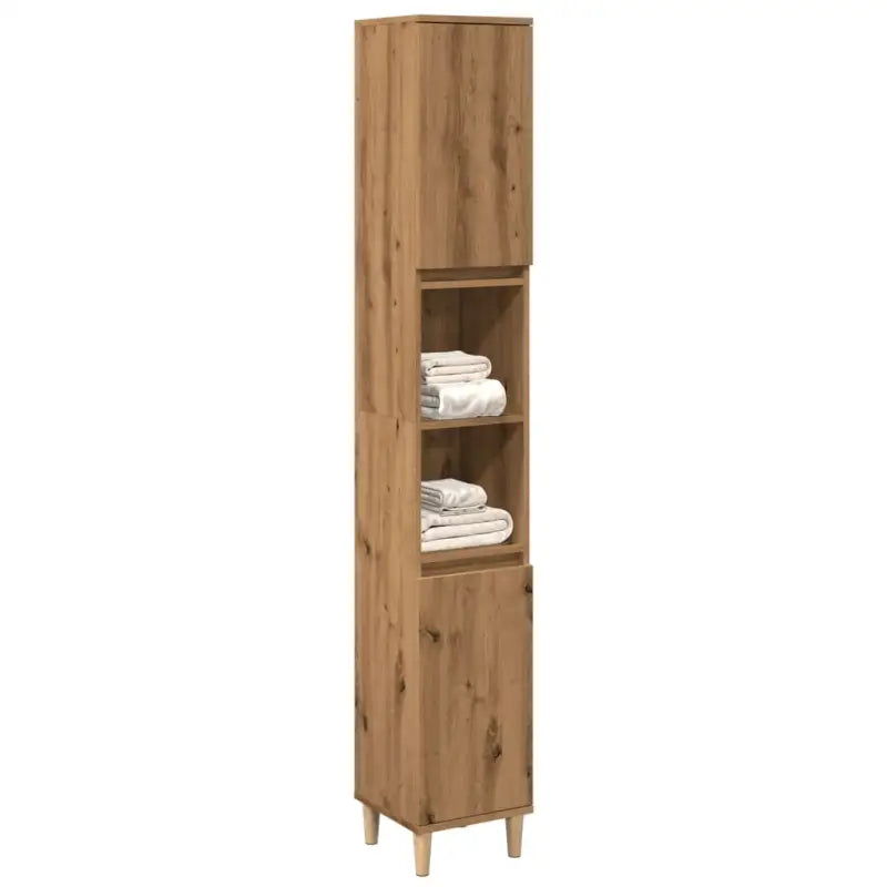 Badkamerkaptafels van massief eucalyptushout met veel opbergruimte - artisanaal eikenkleurig / 1 - Badkamerkaptafels