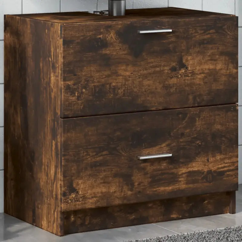 Badkamermeubelset met bewerkt hout en veel opbergruimte - Gerookt eiken / 59 x 37 x 59 cm - Badkamermeubelsets