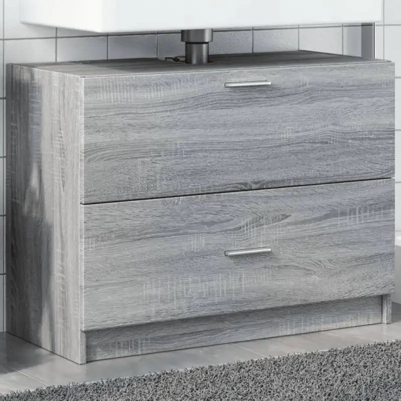 Badkamermeubelset met bewerkt hout en veel opbergruimte - Grijs sonoma / 78 x 37 x 59 cm - Badkamermeubelsets
