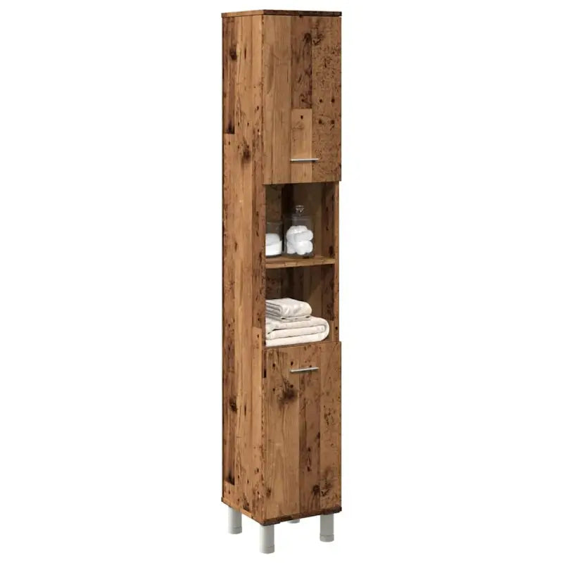Badkamermeubelset met bewerkt hout en veel opbergruimte - Oud hout - Badkamermeubelsets