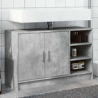 Badkamermeubelset met bewerkt hout voor een opgeruimde uitstraling - Betongrijs / 90 x 29 x 55 cm - Badkamermeubelsets