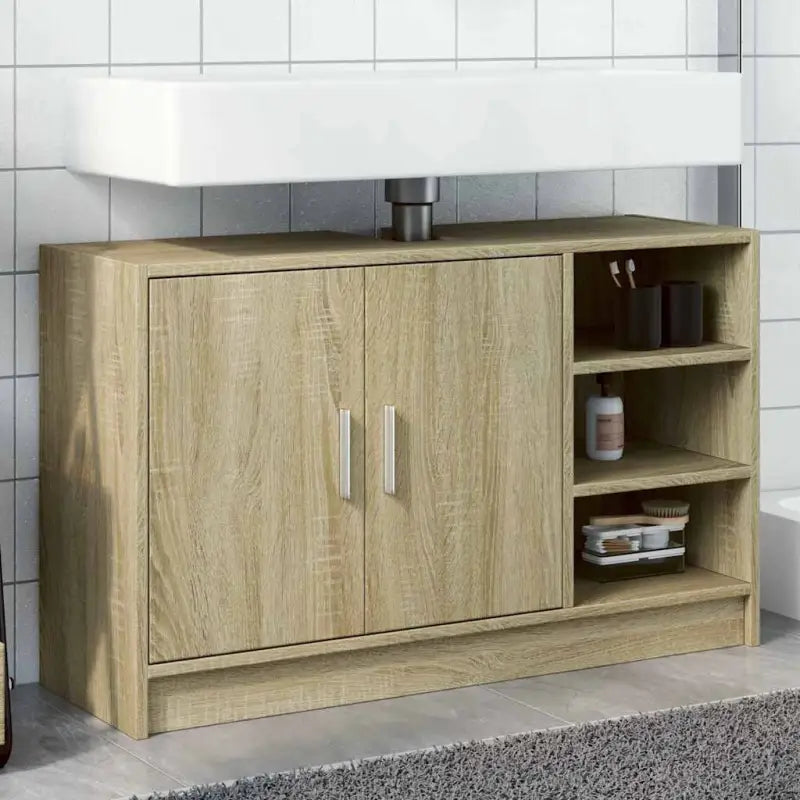 Badkamermeubelset met bewerkt hout voor een opgeruimde uitstraling - Sonoma eiken / 90 x 29 x 55 cm - Badkamermeubelsets
