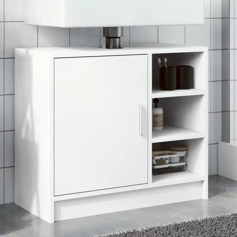 Badkamermeubelset met bewerkt hout voor een opgeruimde uitstraling - Wit / 63 x 29 x 55 cm - Badkamermeubelsets