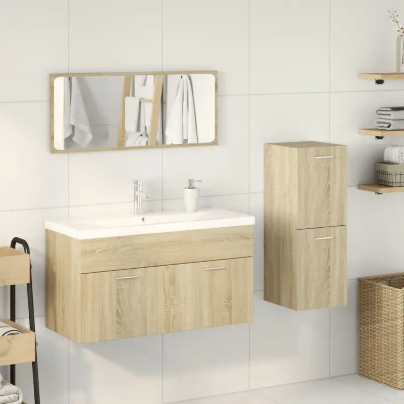 Badkamermeubelset met bewerkt hout voor een stijlvolle badkamer uitstraling - Badkamermeubelsets