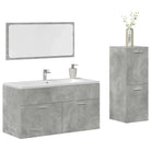 Badkamermeubelset met bewerkt hout voor een stijlvolle badkamer uitstraling - Betongrijs / 90 x 38.5 x 46 cm