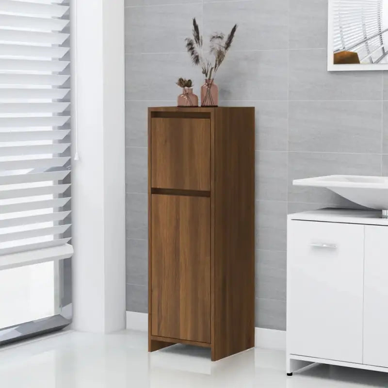 Badkamermeubelset met bewerkt hout voor elegante opbergruimte - bruin eikenkleur - Badkamermeubelsets