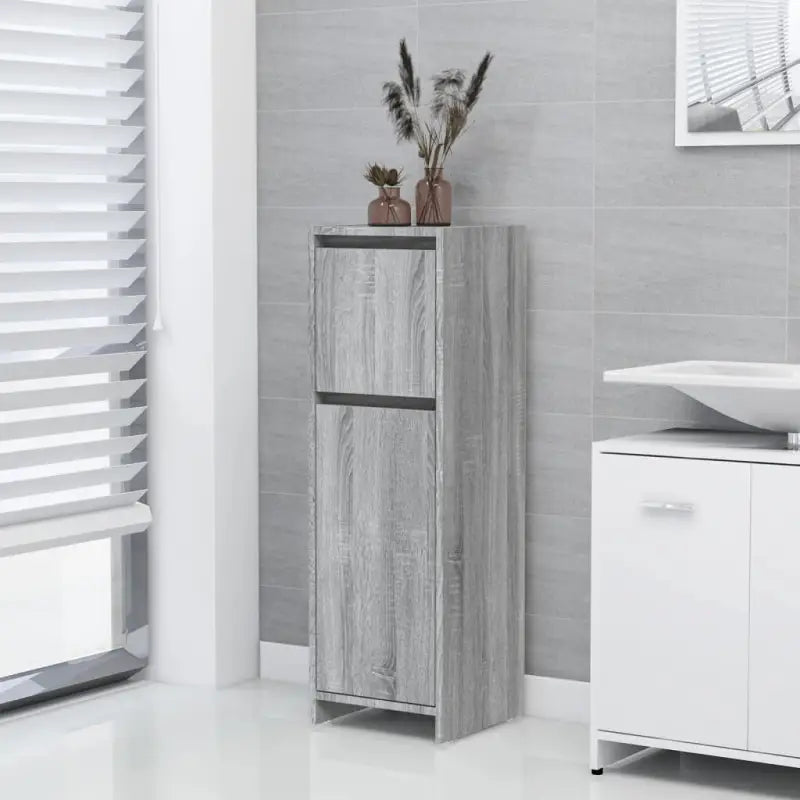Badkamermeubelset met bewerkt hout voor elegante opbergruimte - Grijs sonoma - Badkamermeubelsets