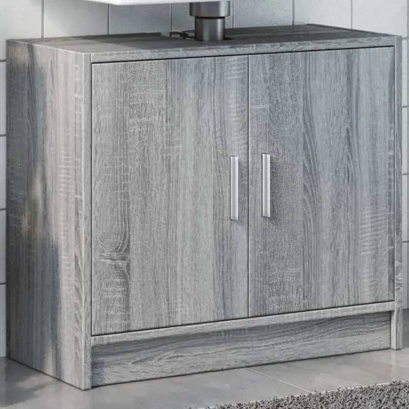 Badkamermeubelset met bewerkt hout voor opbergruimte en modern design - Grijs sonoma - Badkamermeubelsets