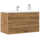 Badkamermeubelset met gootsteenkast van bewerkt hout voor extra opbergruimte - artisian oak / 90 x 38.5 x 45 cm