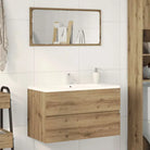 Badkamermeubelset met gootsteenkast van bewerkt hout voor extra opbergruimte - artisian oak / 80 x 38.5 x 45 cm