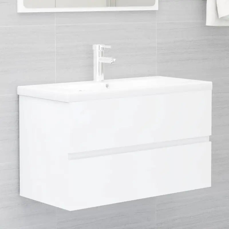 Badkamermeubelset met gootsteenkast van bewerkt hout voor extra opbergruimte - Wit / 80 x 38.5 x 45 cm