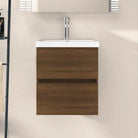 Badkamermeubelset met gootsteenkast van bewerkt hout voor extra opbergruimte - bruin eikenkleur / 41 x 38.5 x 45 cm