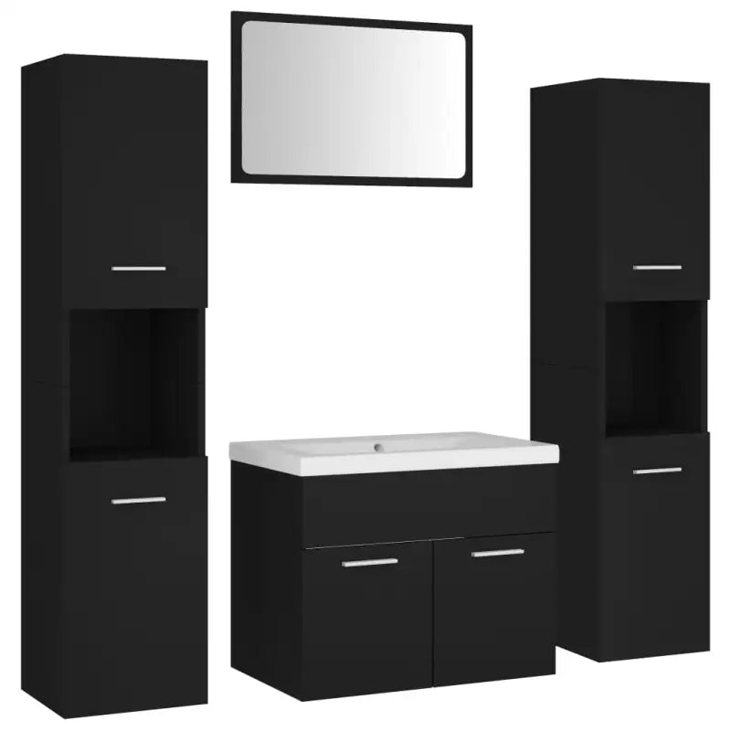 Badkamermeubelset met hoge kast en strak ontwerp past perfect - Badkamermeubelsets