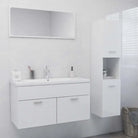 Badkamermeubelset met hoge kast en strak ontwerp past perfect - Hoogglans wit / 90 x 38.5 x 46 cm - Badkamermeubelsets