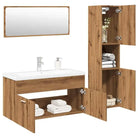 Badkamermeubelset met hoge kast en strak ontwerp past perfect - artisanaal eikenkleurig / 90 x 38.5 x 46 cm