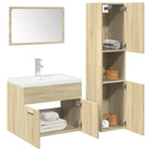 Badkamermeubelset met hoge kast en strak ontwerp past perfect - Sonoma eiken / 60 x 38.5 x 46 cm + 30 x 30 x 130 cm
