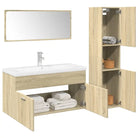 Badkamermeubelset met hoge kast en strak ontwerp past perfect - Sonoma eiken / 90 x 38.5 x 46 cm + 30 x 30 x 130 cm