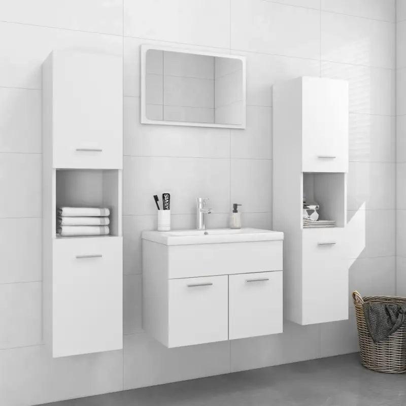 Badkamermeubelset met hoge kast en strak ontwerp past perfect - Wit / 60 x 38.5 x 46 cm - Badkamermeubelsets