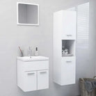 Badkamermeubelset met hoge kast en strak ontwerp past perfect - Wit / 41 x 38.5 x 46 cm - Badkamermeubelsets