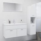 Badkamermeubelset met hoge kast en strak ontwerp past perfect - Wit / 90 x 38.5 x 46 cm - Badkamermeubelsets