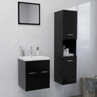 Badkamermeubelset met hoge kast en strak ontwerp past perfect - Zwart / 41 x 38.5 x 46 cm - Badkamermeubelsets