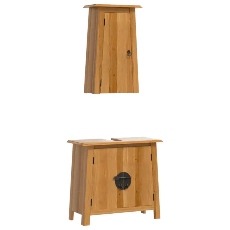 Badkamermeubelset met muur gemonteerd van massief grenenhout - Badkamermeubelsets