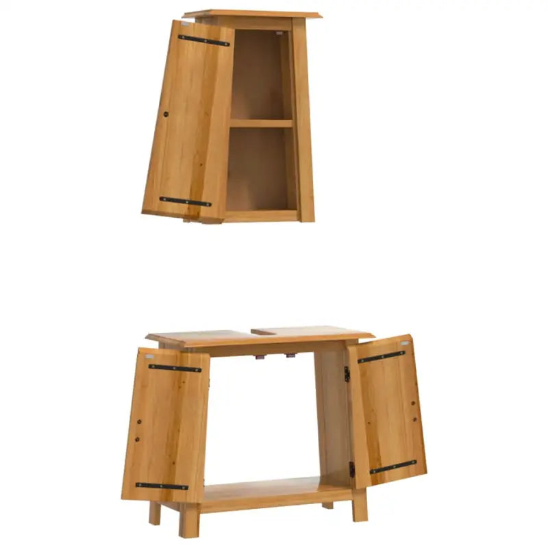 Badkamermeubelset met muur gemonteerd van massief grenenhout - Badkamermeubelsets