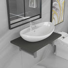 Badkamermeubelset met ovale keramische wastafel en praktische afmetingen - Grijs / 60 cm - Badkamermeubelsets