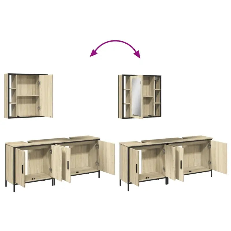 Badkamermeubelset met stevige constructie en bewerkt hout - Badkamermeubelsets