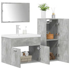 Badkamermeubelset van bewerkt hout in sonoma eiken materiaal - Betongrijs / 60 x 38.5 x 46 cm - Badkamermeubelsets