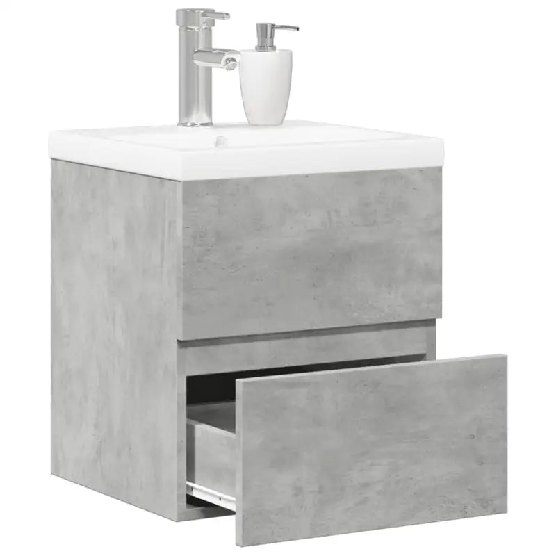 Badkamermeubelset van bewerkt hout met duurzame materialen en ruime afmetingen - Betongrijs / 41 x 38.5 x 45 cm