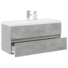 Badkamermeubelset van bewerkt hout met duurzame materialen en ruime afmetingen - Betongrijs / 100 x 38.5 x 45 cm