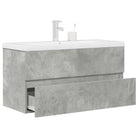 Badkamermeubelset van bewerkt hout met duurzame materialen en ruime afmetingen - Betongrijs / 90 x 38.5 x 45 cm