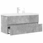 Badkamermeubelset van bewerkt hout met duurzame materialen en ruime afmetingen - Betongrijs / 100 x 38.5 x 45 cm