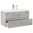 Badkamermeubelset van bewerkt hout met duurzame materialen en ruime afmetingen - Betongrijs / 90 x 38.5 x 45 cm
