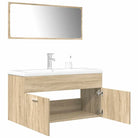 Badkamermeubelset van bewerkt hout voor een nette en stevige uitstraling - Sonoma eiken / 90 x 38.5 x 46 cm / 3