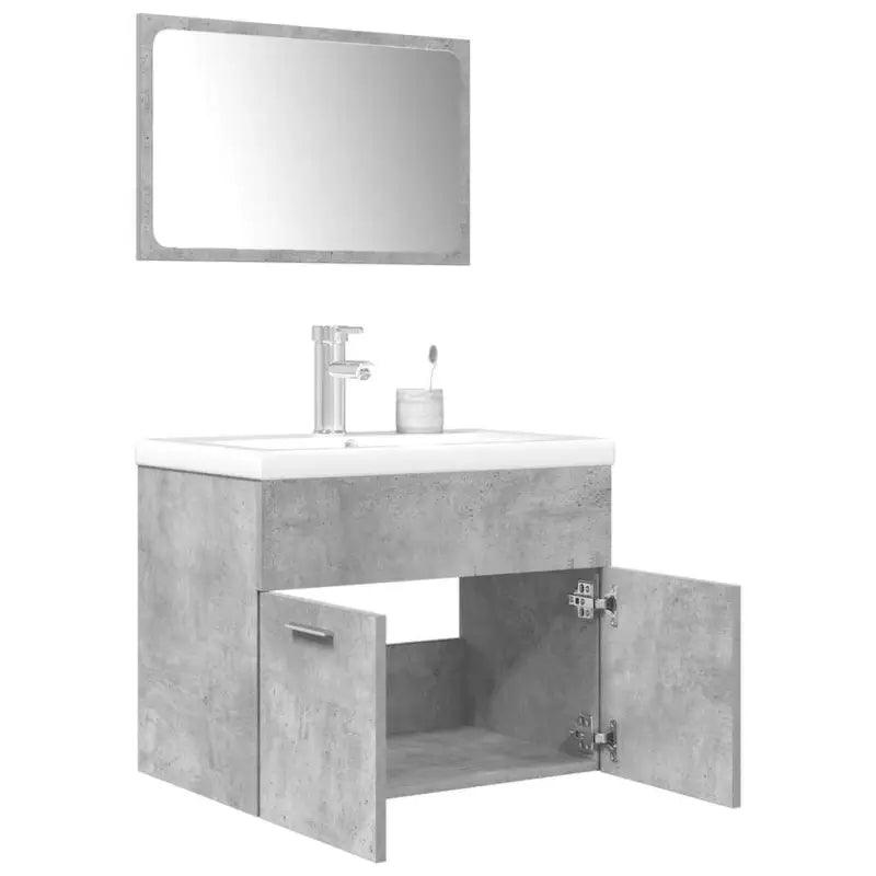 Badkamermeubelset van bewerkt hout voor een nette en stevige uitstraling - Betongrijs / 60 x 38.5 x 46 cm / 3