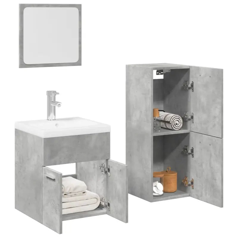 Badkamermeubelset van bewerkt hout voor een stijlvolle uitstraling - Betongrijs / 41 x 38.5 x 46 cm - Badkamermeubelsets