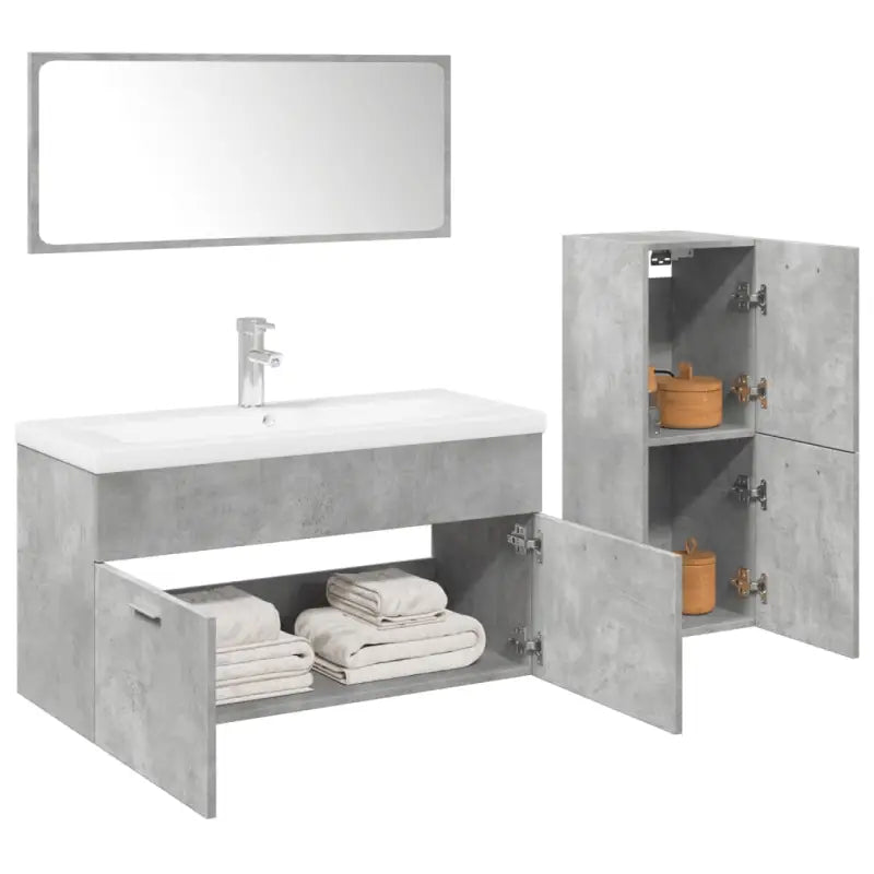 Badkamermeubelset van bewerkt hout voor een stijlvolle uitstraling - Betongrijs / 90 x 38.5 x 46 cm - Badkamermeubelsets
