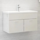 Badsmeubelset met gootsteenkast van bewerkt hout voor extra opbergruimte - Hoogglans wit / 80 x 38.5 x 46 cm