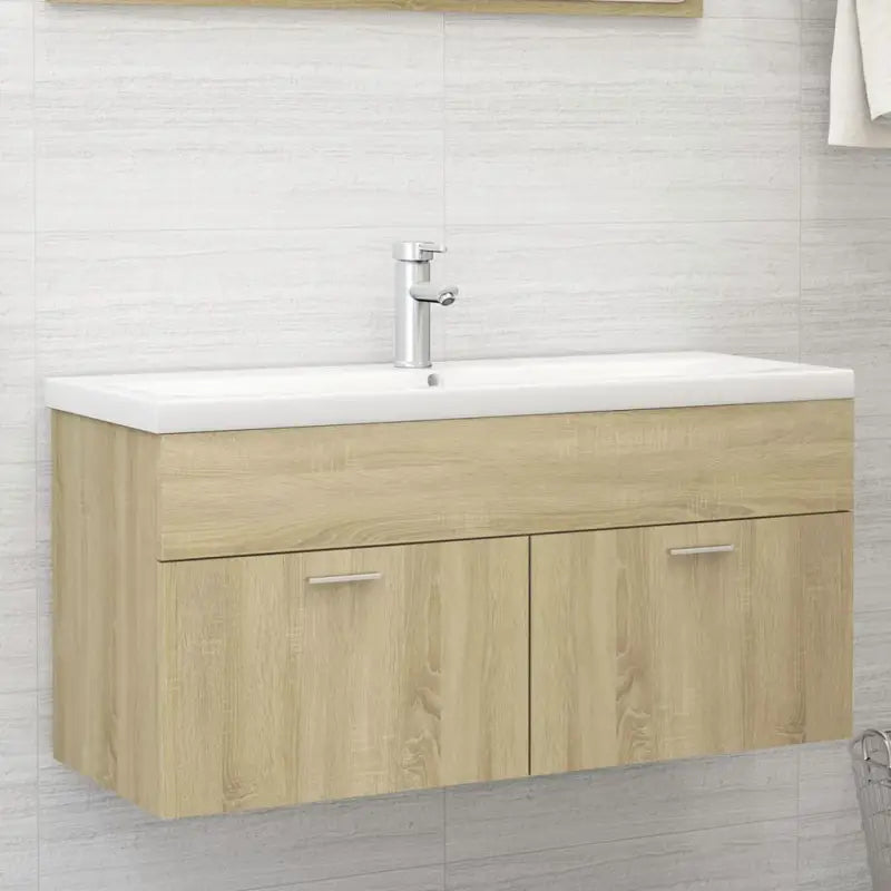 Badsmeubelset met gootsteenkast van bewerkt hout voor extra opbergruimte - Sonoma eiken / 100 x 38.5 x 46 cm