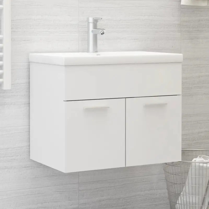 Badsmeubelset met gootsteenkast van bewerkt hout voor extra opbergruimte - Wit / 60 x 38.5 x 46 cm - Badkamermeubelsets