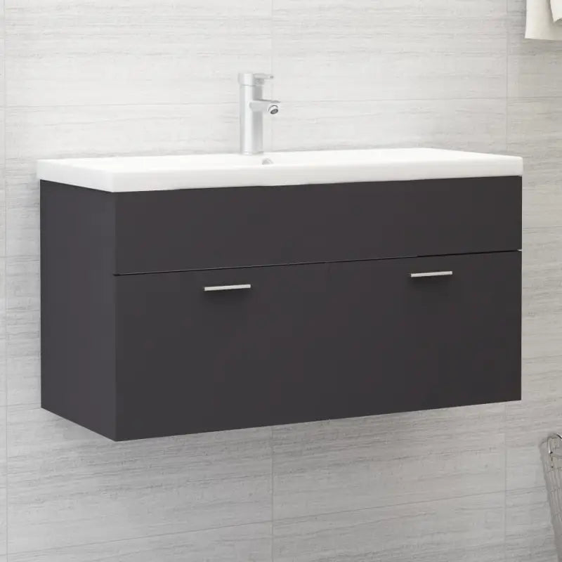 Badsmeubelset met gootsteenkast van bewerkt hout voor extra opbergruimte - Grijs / 90 x 38.5 x 46 cm